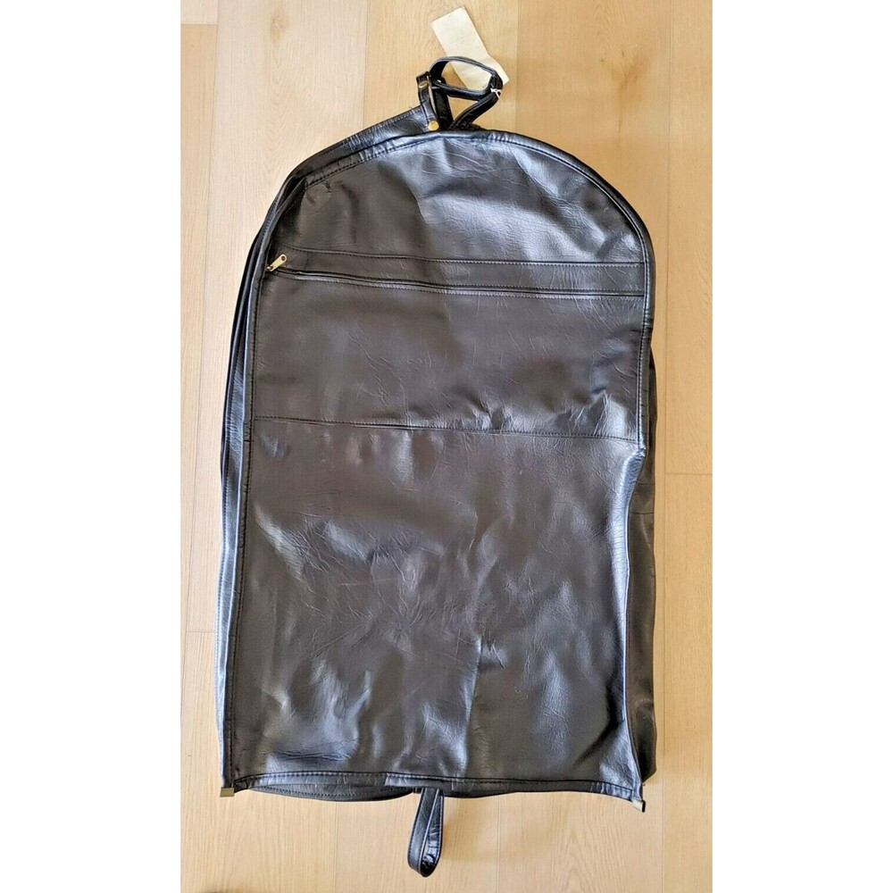 Vintage Leather Garment Suitor Folding Bag Zipper Unbranded Black